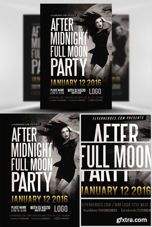 After Midnight Full Moon Flyer Template