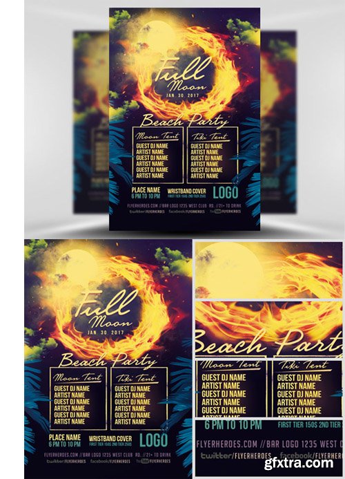 Full Moon Beach Party Flyer Template