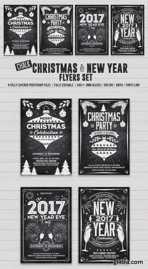 CM - Christmas & New Year Chalk Flyer Set 1026758