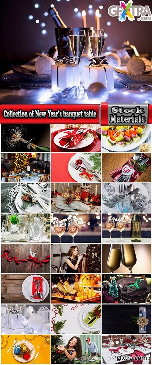 Collection of New Year's banquet table cutlery gala dinner champagne 25 HQ Jpeg