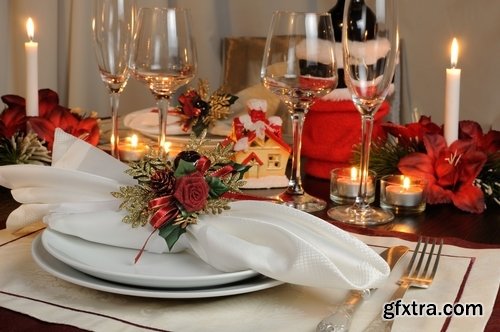 Collection of New Year's banquet table cutlery gala dinner champagne 25 HQ Jpeg