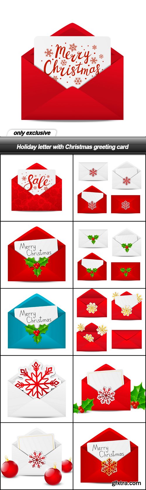 Holiday letter with Christmas greeting card - 11 EPS