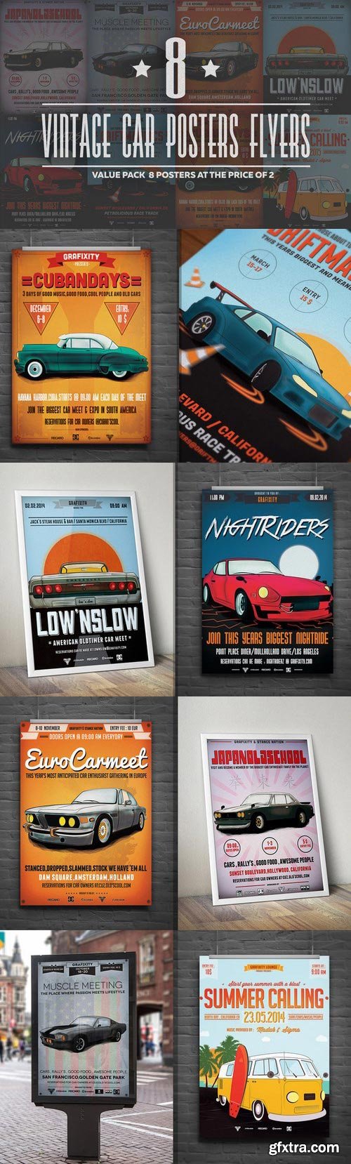 CM - Retro Car Flyer/Poster Bundle 523861