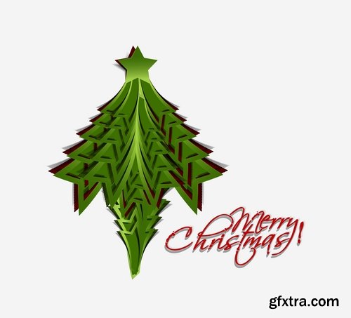 Christmas Tree Collection Tree logo flyer banner card christmas new year bekgraund 25 EPS