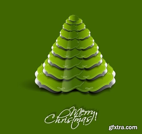 Christmas Tree Collection Tree logo flyer banner card christmas new year bekgraund 25 EPS