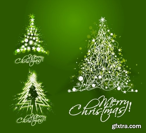 Christmas Tree Collection Tree logo flyer banner card christmas new year bekgraund 25 EPS