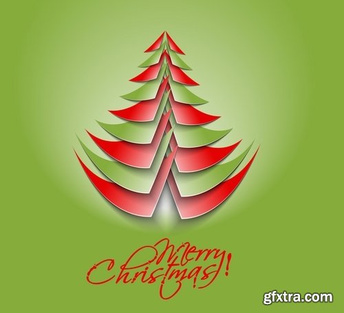 Christmas Tree Collection Tree logo flyer banner card christmas new year bekgraund 25 EPS