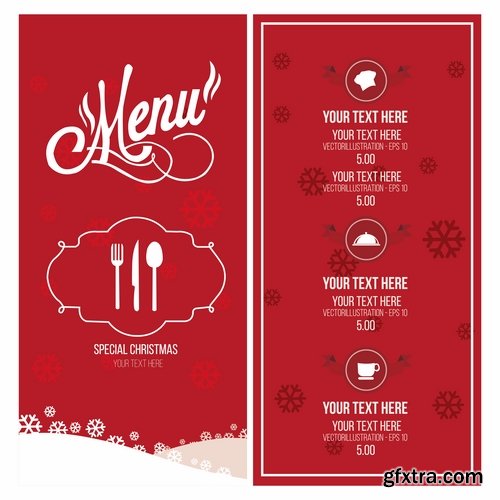 Collection Christmas menu flyer banner food restaurant New Year holiday 25 EPS