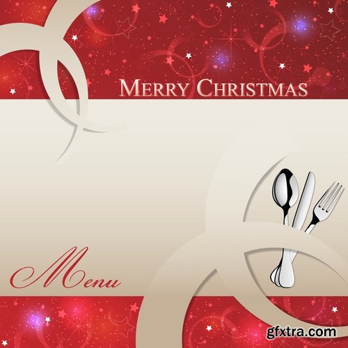 Collection Christmas menu flyer banner food restaurant New Year holiday 25 EPS