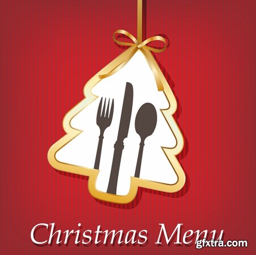 Collection Christmas menu flyer banner food restaurant New Year holiday 25 EPS