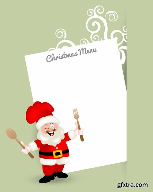 Collection Christmas menu flyer banner food restaurant New Year holiday 25 EPS