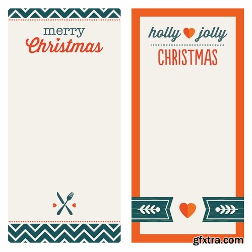 Collection Christmas menu flyer banner food restaurant New Year holiday 25 EPS