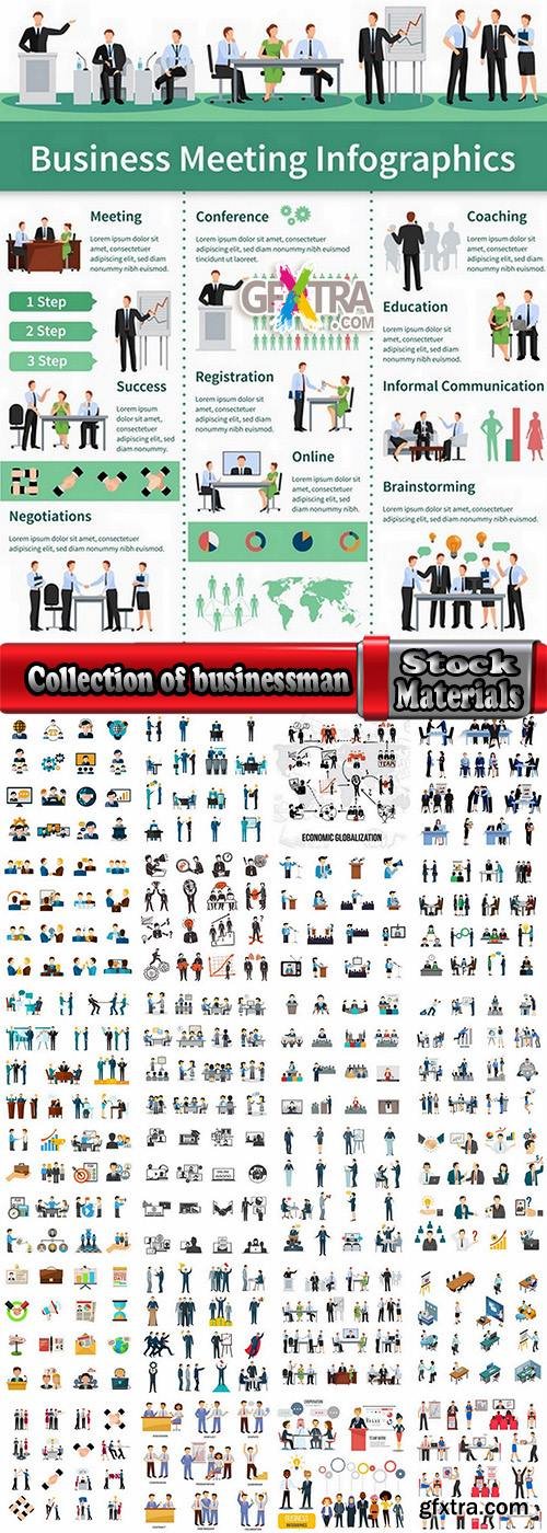 Collection of businessman people man woman icon infographics team understanding 25 EPS