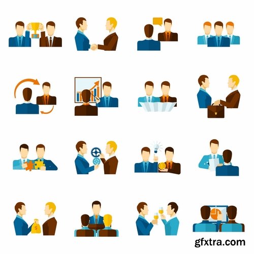 Collection of businessman people man woman icon infographics team understanding 25 EPS