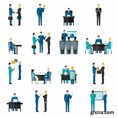 Collection of businessman people man woman icon infographics team understanding 25 EPS