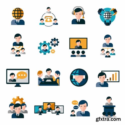 Collection of businessman people man woman icon infographics team understanding 25 EPS