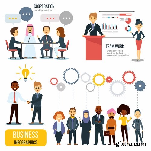 Collection of businessman people man woman icon infographics team understanding 25 EPS