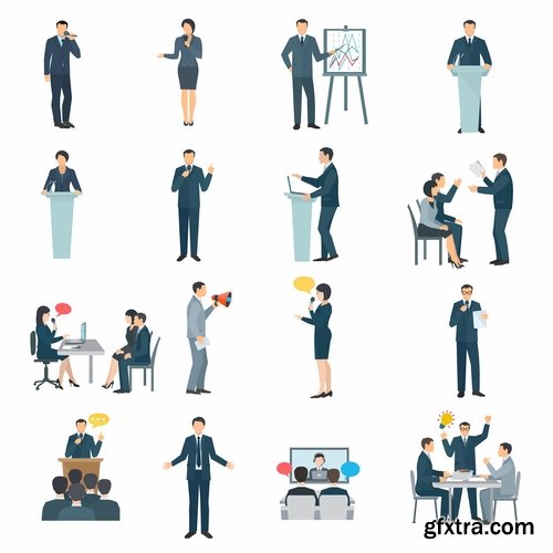 Collection of businessman people man woman icon infographics team understanding 25 EPS