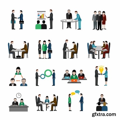 Collection of businessman people man woman icon infographics team understanding 25 EPS