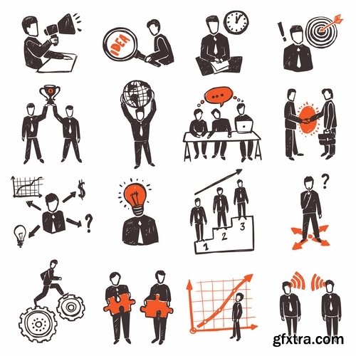 Collection of businessman people man woman icon infographics team understanding 25 EPS