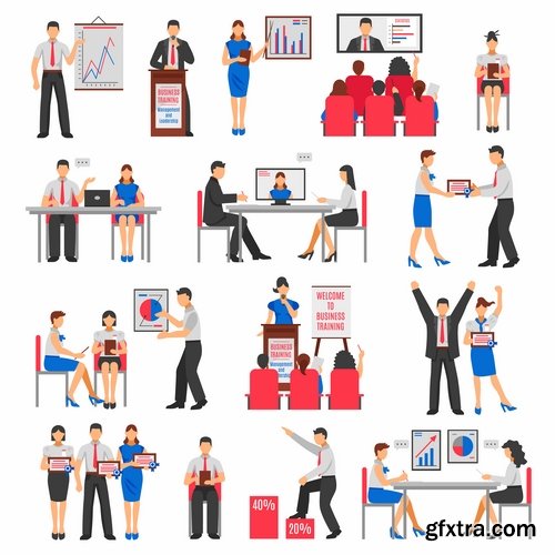 Collection of businessman people man woman icon infographics team understanding 25 EPS