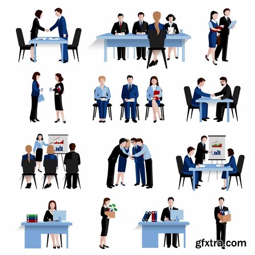 Collection of businessman people man woman icon infographics team understanding 25 EPS