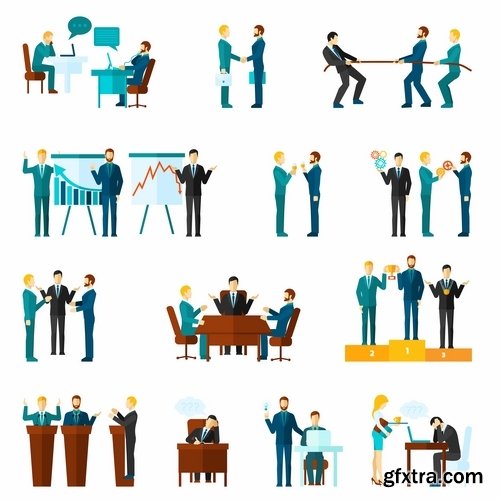 Collection of businessman people man woman icon infographics team understanding 25 EPS