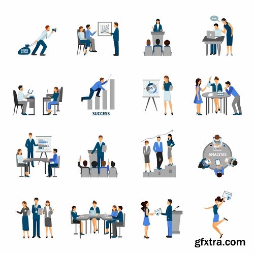 Collection of businessman people man woman icon infographics team understanding 25 EPS