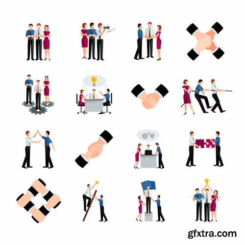 Collection of businessman people man woman icon infographics team understanding 25 EPS