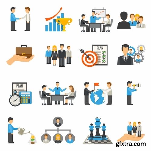 Collection of businessman people man woman icon infographics team understanding 25 EPS