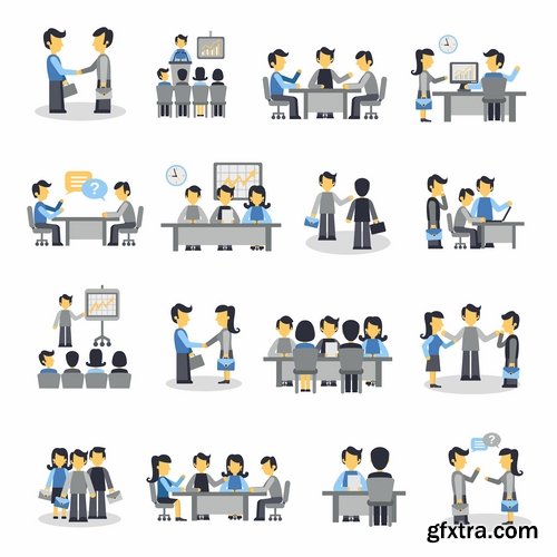 Collection of businessman people man woman icon infographics team understanding 25 EPS