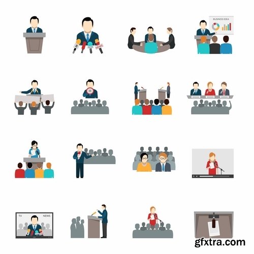 Collection of businessman people man woman icon infographics team understanding 25 EPS