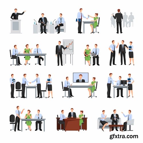 Collection of businessman people man woman icon infographics team understanding 25 EPS