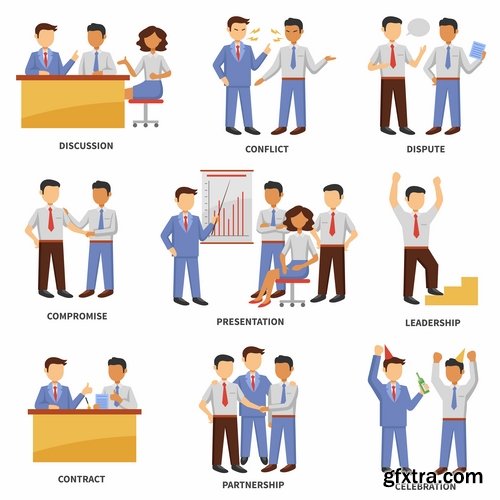 Collection of businessman people man woman icon infographics team understanding 25 EPS