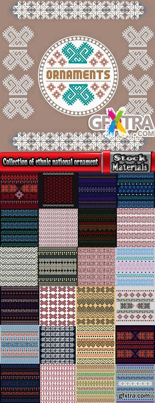 Collection of ethnic national ornament Nordic geometric swatch background vector 25 EPS