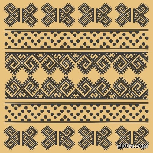 Collection of ethnic national ornament Nordic geometric swatch background vector 25 EPS