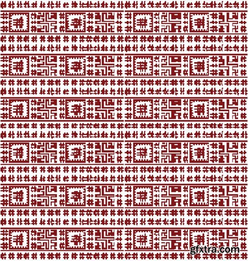 Collection of ethnic national ornament Nordic geometric swatch background vector 25 EPS