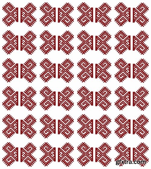 Collection of ethnic national ornament Nordic geometric swatch background vector 25 EPS