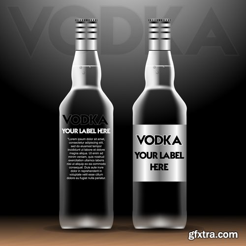 Collection of bottles of champagne vodka alcohol juice vector image 25 EPS