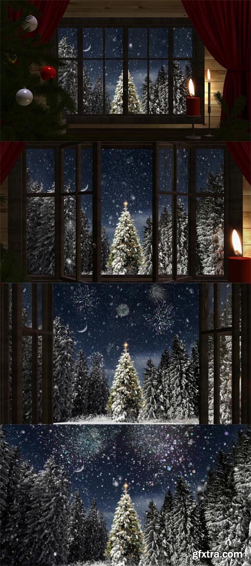 Open window for Christmas