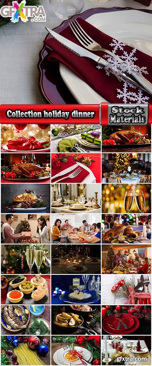 Collection holiday dinner family New Year table setting banquet dish eating food cutlery z25 HQ Jpeg