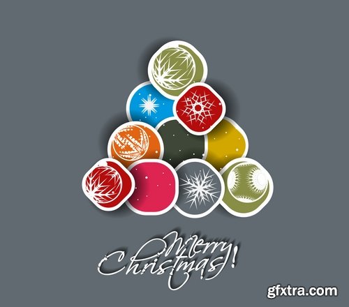 Christmas Tree Collection Tree logo flyer banner card christmas new year bekgraund 2-25 EPS