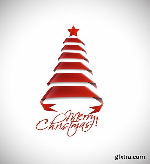 Christmas Tree Collection Tree logo flyer banner card christmas new year bekgraund 2-25 EPS