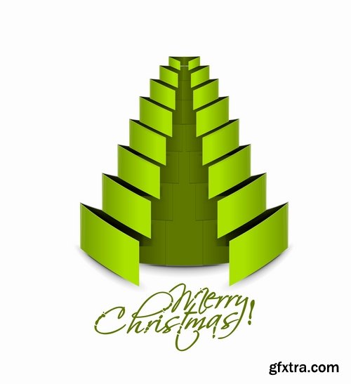 Christmas Tree Collection Tree logo flyer banner card christmas new year bekgraund 2-25 EPS