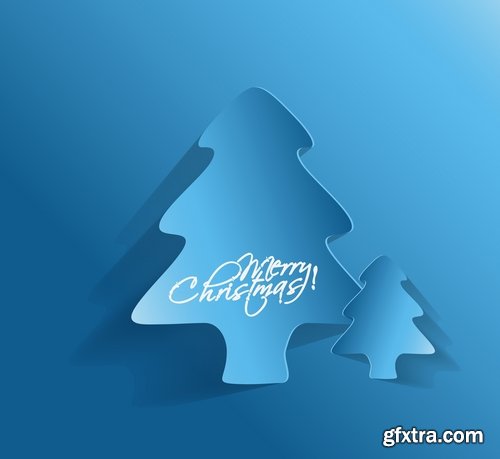 Christmas Tree Collection Tree logo flyer banner card christmas new year bekgraund 2-25 EPS