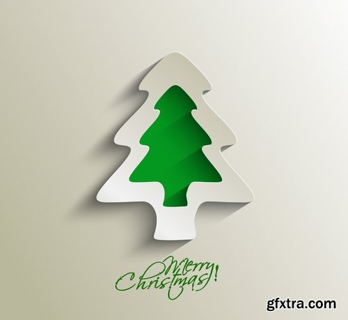 Christmas Tree Collection Tree logo flyer banner card christmas new year bekgraund 2-25 EPS