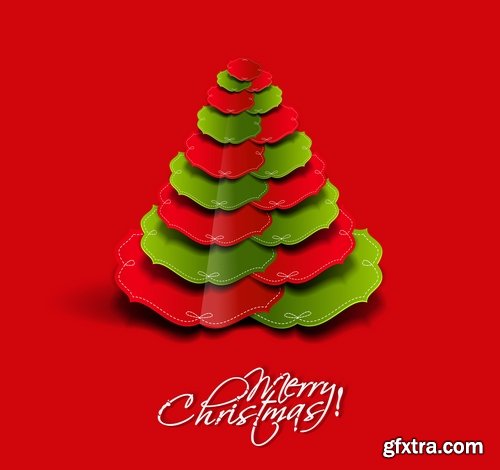 Christmas Tree Collection Tree logo flyer banner card christmas new year bekgraund 2-25 EPS