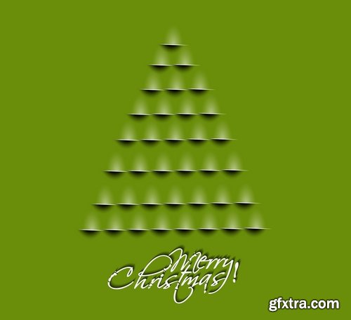 Christmas Tree Collection Tree logo flyer banner card christmas new year bekgraund 2-25 EPS