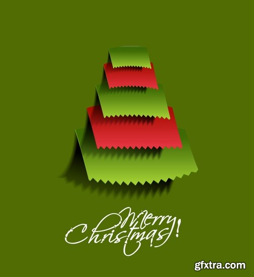 Christmas Tree Collection Tree logo flyer banner card christmas new year bekgraund 2-25 EPS