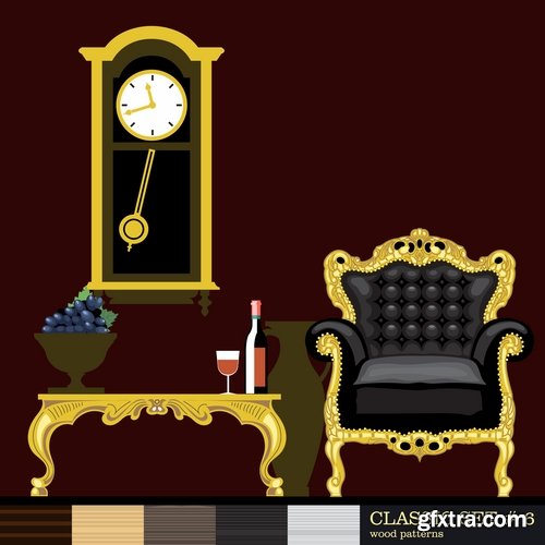 Collection interior flat infographics Icon chair table bed chair vector image 25 EPS